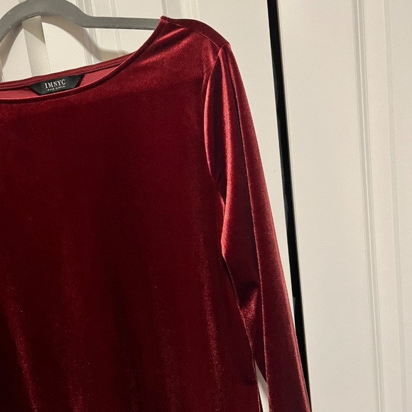 Red Velvet Boatneck Top 3/4 Sleeves - Picture 3 of 10